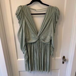 EUC Sabina Musayev Pleated Sage Green Mini Dress